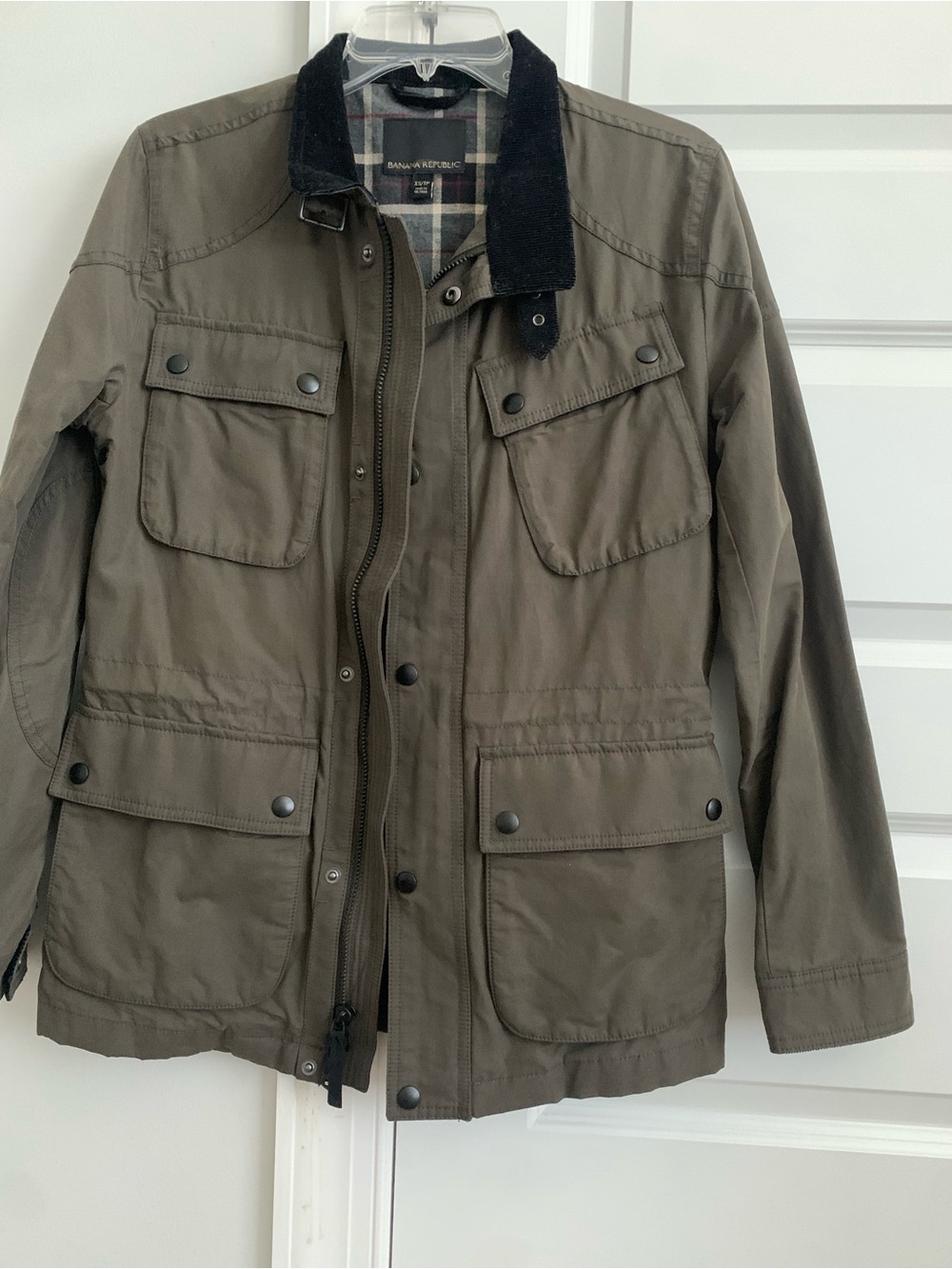 Banana Republic Olive Green Field Jacket with Black Collar